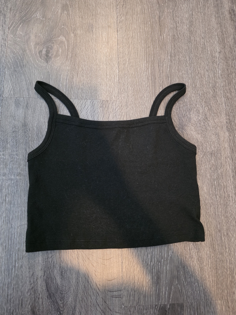 Urban Outfitters Black Ribbed Double-Strap Crop Camisole